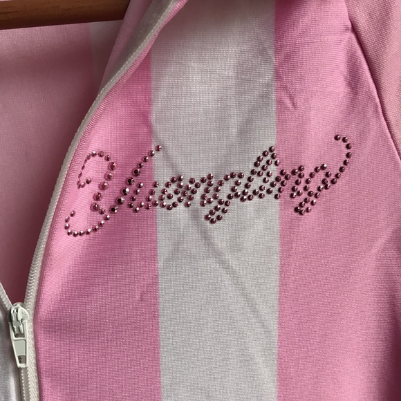 In Your Face Pink Striped 1/2 Zip Polo Bowling Top - Picture 4 of 10